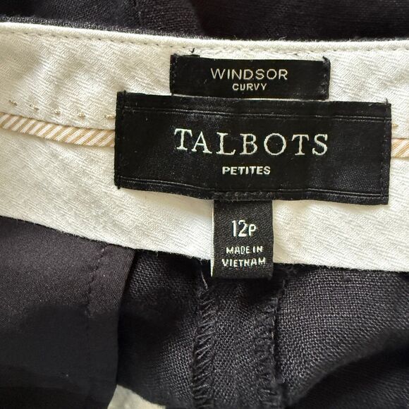 Talbots Windsor Curvy Black Linen Pants Wide Leg Breezy Polished Essential 12P - Picture 4 of 9